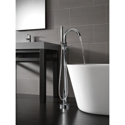 Delta Contemporary Floor Mount Tub Filler Trim with Hand Shower - T4759