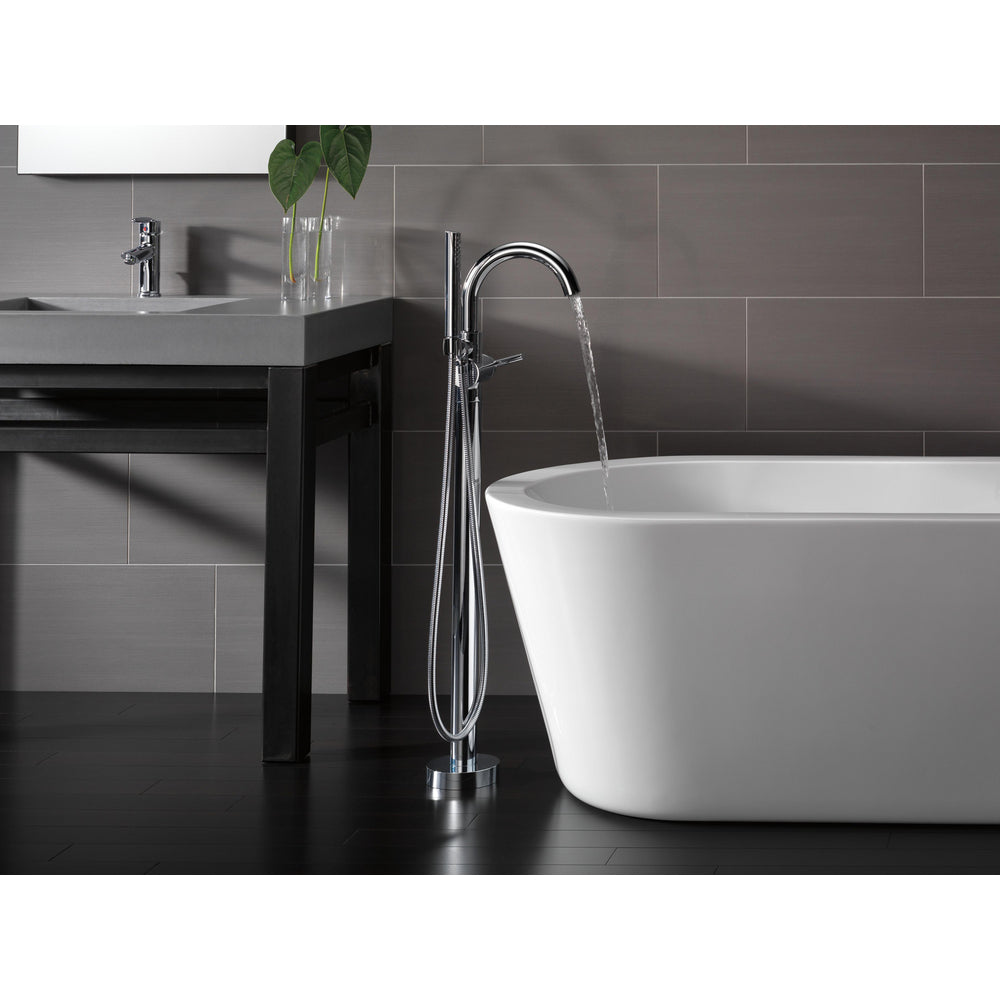 Delta Contemporary Floor Mount Tub Filler Trim with Hand Shower - T4759