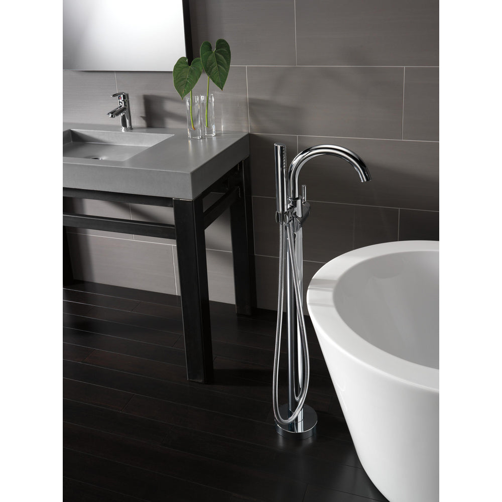 Delta Contemporary Floor Mount Tub Filler Trim with Hand Shower - T4759