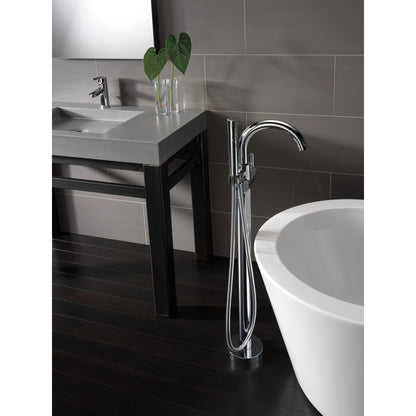 Delta Contemporary Floor Mount Tub Filler Trim with Hand Shower - T4759