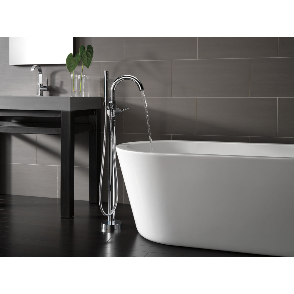 Delta Contemporary Floor Mount Tub Filler Trim with Hand Shower - T4759