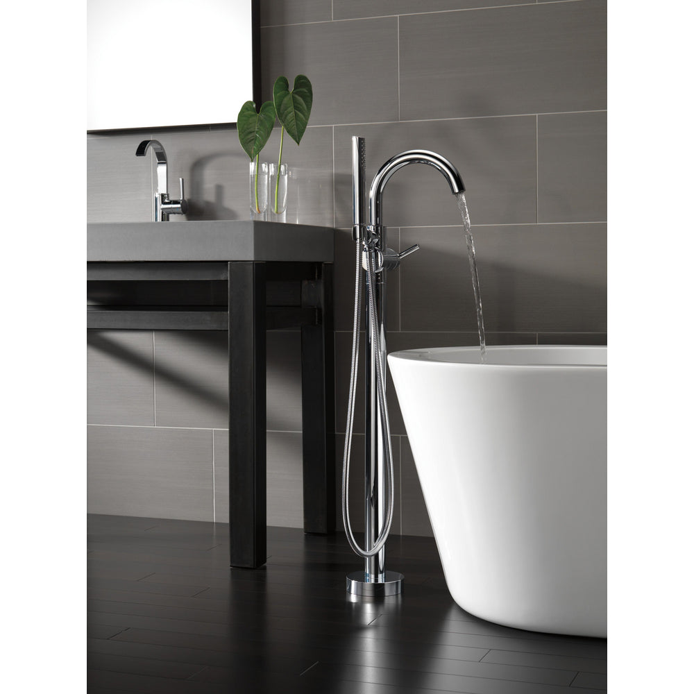 Delta Contemporary Floor Mount Tub Filler Trim with Hand Shower - T4759