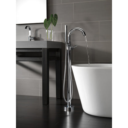 Delta Contemporary Floor Mount Tub Filler Trim with Hand Shower - T4759
