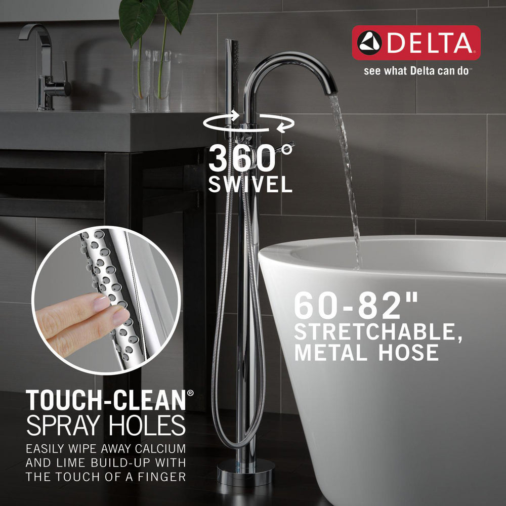 Delta Contemporary Floor Mount Tub Filler Trim with Hand Shower - T4759
