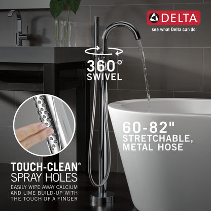 Delta Contemporary Floor Mount Tub Filler Trim with Hand Shower - T4759
