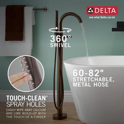 Delta Contemporary Floor Mount Tub Filler Trim with Hand Shower - T4759