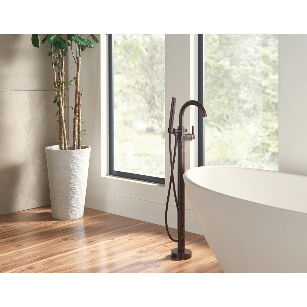 Delta Contemporary Floor Mount Tub Filler Trim with Hand Shower - T4759