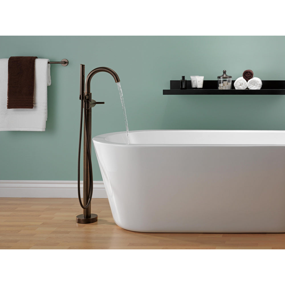 Delta Contemporary Floor Mount Tub Filler Trim with Hand Shower - T4759