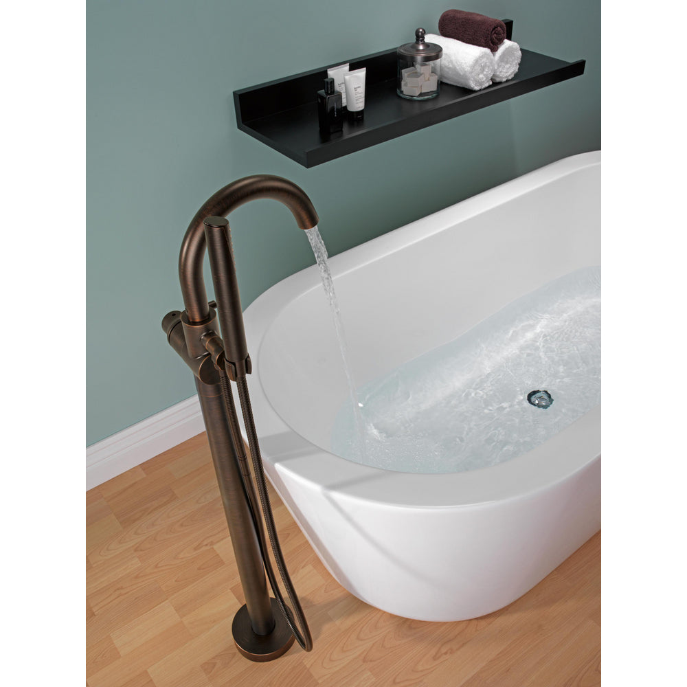 Delta Contemporary Floor Mount Tub Filler Trim with Hand Shower - T4759