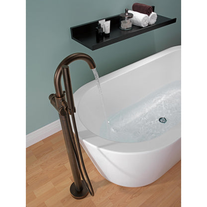Delta Contemporary Floor Mount Tub Filler Trim with Hand Shower - T4759