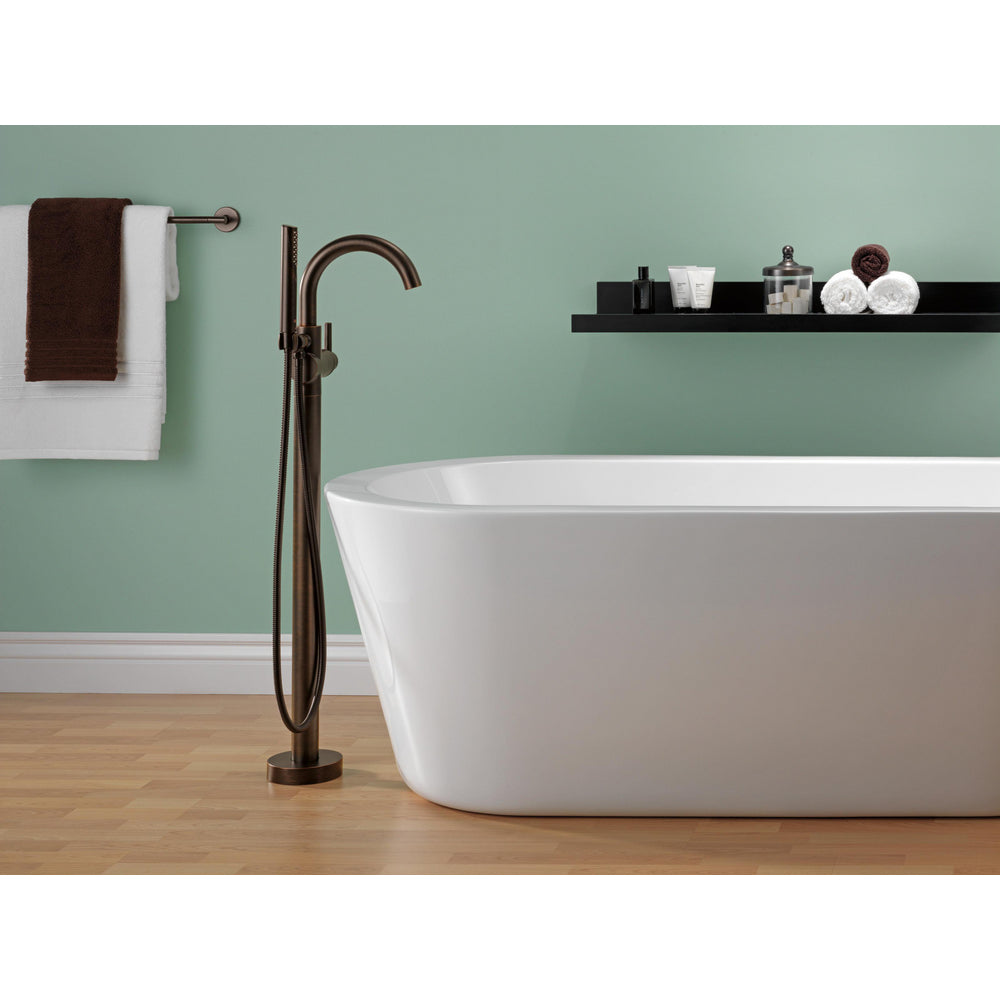Delta Contemporary Floor Mount Tub Filler Trim with Hand Shower - T4759