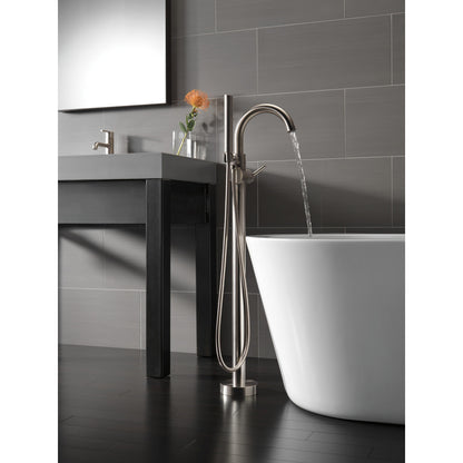 Delta Contemporary Floor Mount Tub Filler Trim with Hand Shower - T4759