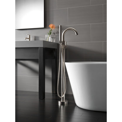 Delta Contemporary Floor Mount Tub Filler Trim with Hand Shower - T4759