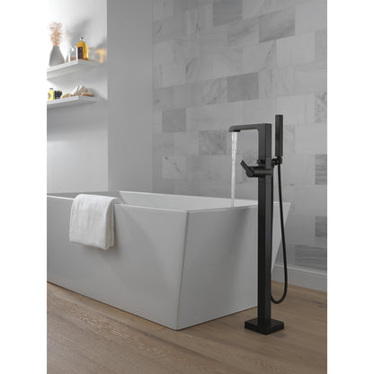 Delta Ara Single Handle Floor Mount Tub Filler Trim with Hand Shower - T4767