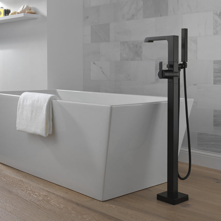 Delta Ara Single Handle Floor Mount Tub Filler Trim with Hand Shower - T4767