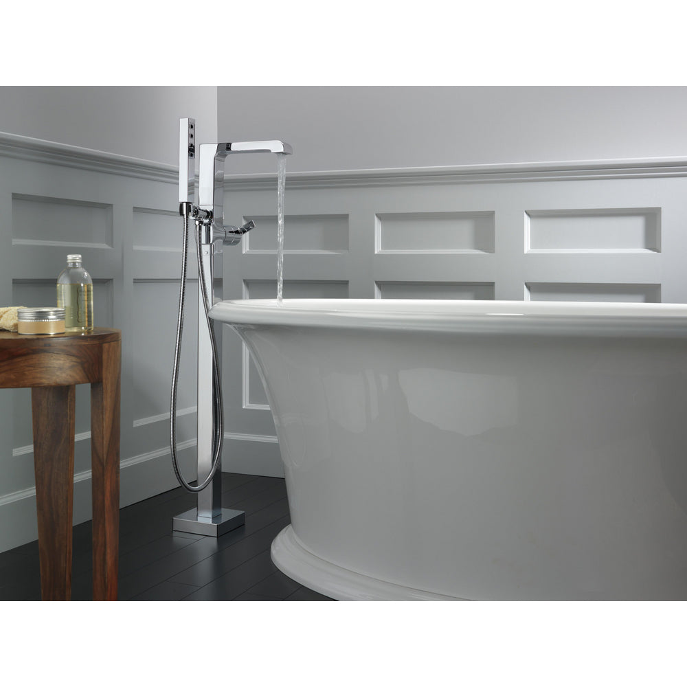Delta Ara Single Handle Floor Mount Tub Filler Trim with Hand Shower - T4767