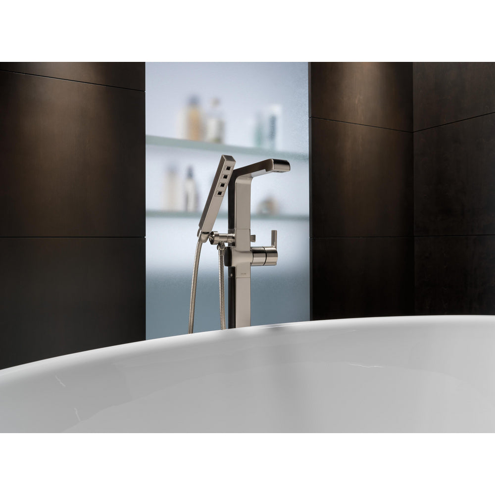Delta Ara Single Handle Floor Mount Tub Filler Trim with Hand Shower - T4767
