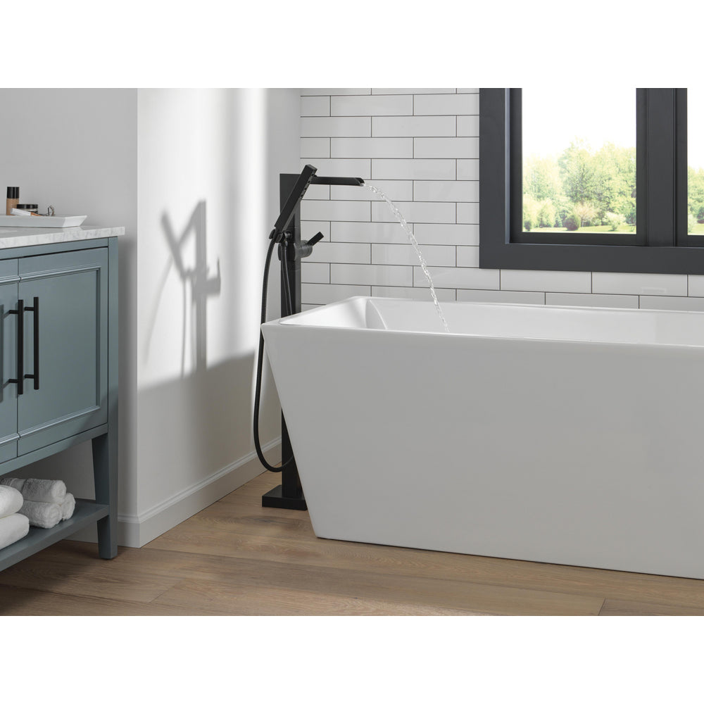Delta Ara Single Handle Floor Mount Channel Spout Tub Filler Trim with Hand Shower - T4768