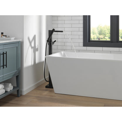 Delta Ara Single Handle Floor Mount Channel Spout Tub Filler Trim with Hand Shower - T4768