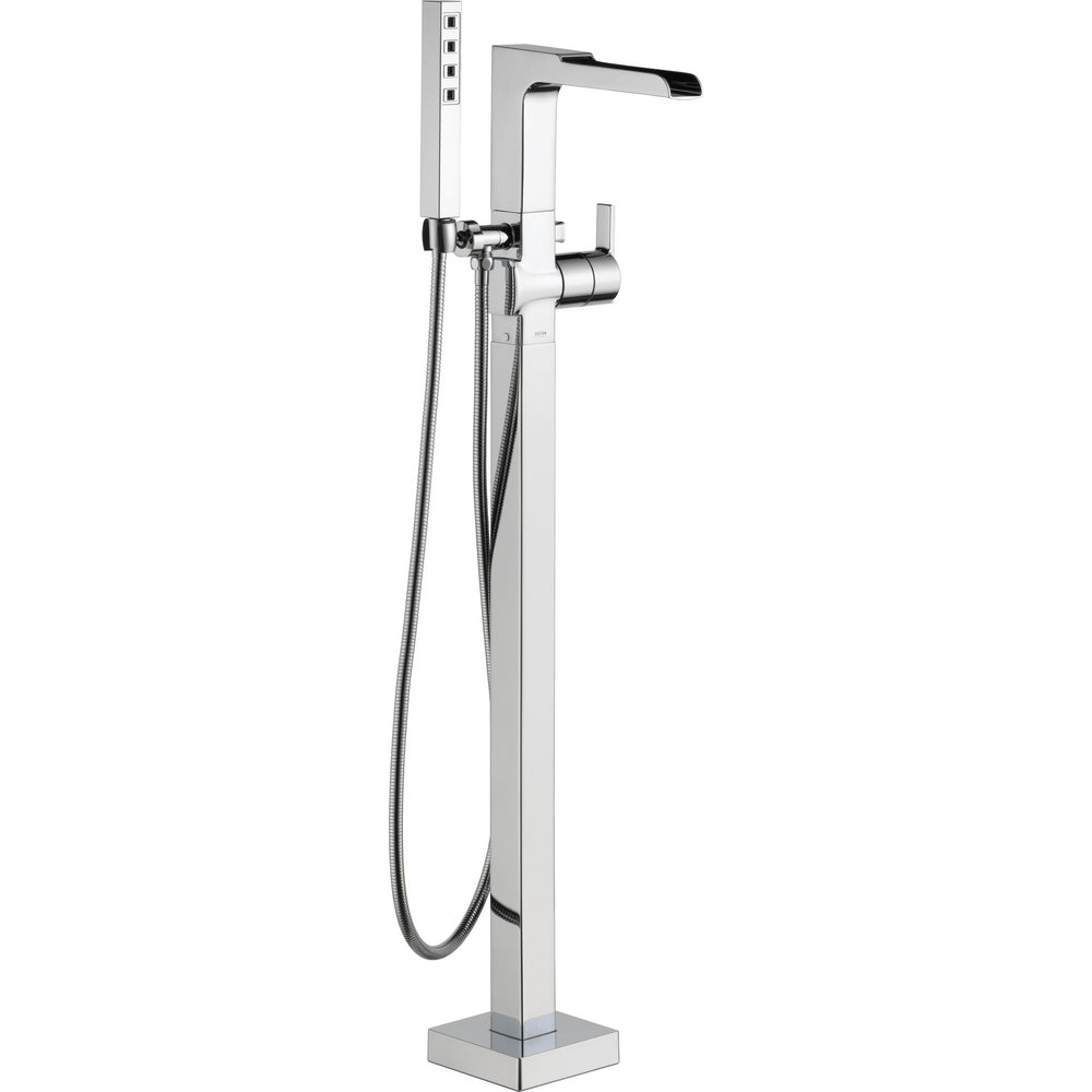 Delta Ara Single Handle Floor Mount Channel Spout Tub Filler Trim with Hand Shower - T4768