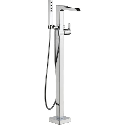 Delta Ara Single Handle Floor Mount Channel Spout Tub Filler Trim with Hand Shower - T4768