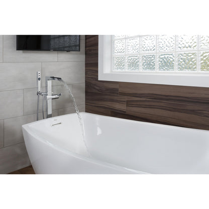 Delta Ara Single Handle Floor Mount Channel Spout Tub Filler Trim with Hand Shower - T4768