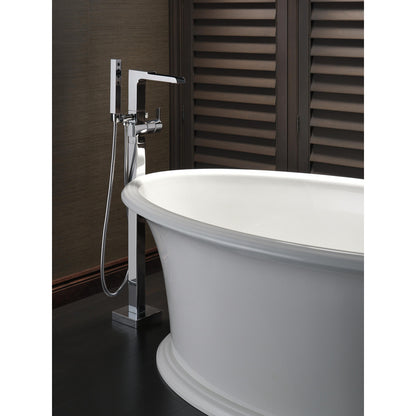 Delta Ara Single Handle Floor Mount Channel Spout Tub Filler Trim with Hand Shower - T4768