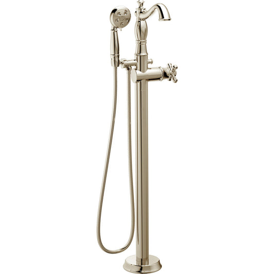 Delta Cassidy Single Handle Floor Mount Tub Filler Trim with Hand Shower - Less Handle - T4797