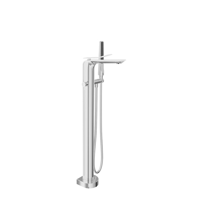 Baril Accent B56 Floor-Mounted Tub Filler With Hand Shower Trim - Chrome/White