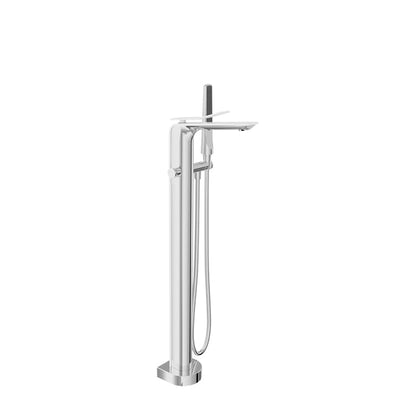 Baril Accent B56 Floor-Mounted Tub Filler With Hand Shower Trim - Chrome/White