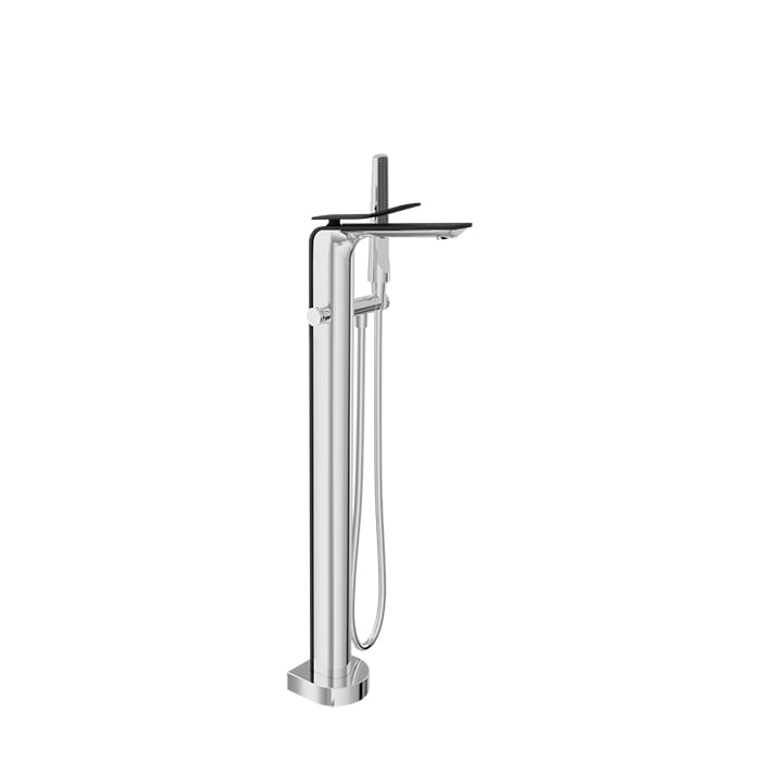 Baril Accent B56 Floor-Mounted Tub Filler With Hand Shower Trim - Smokey Chrome