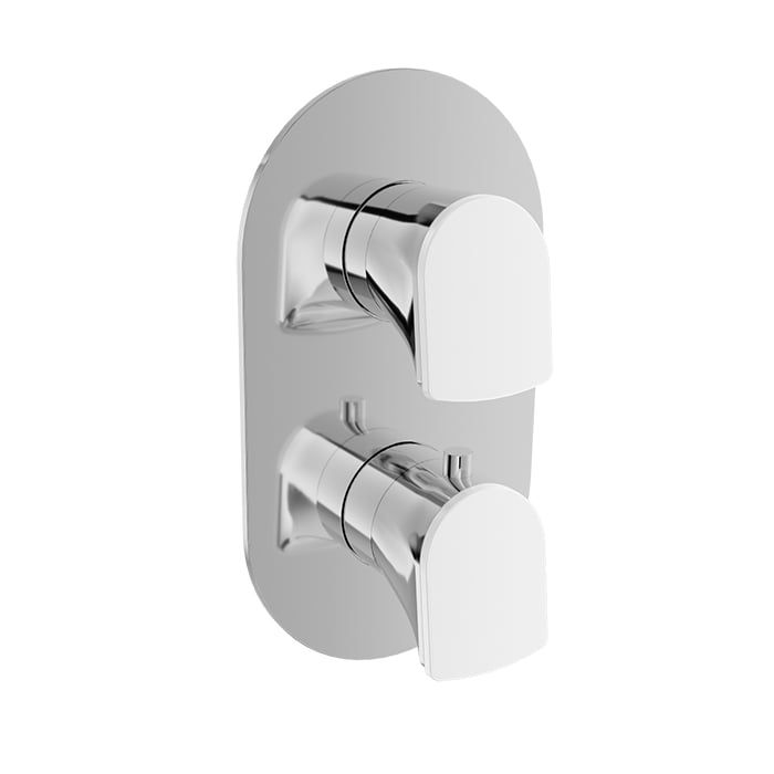 Baril Accent B56 Thermostatic Pressure-Balanced Shower Control Valve Trim With 3-Way Diverter - Chrome/White