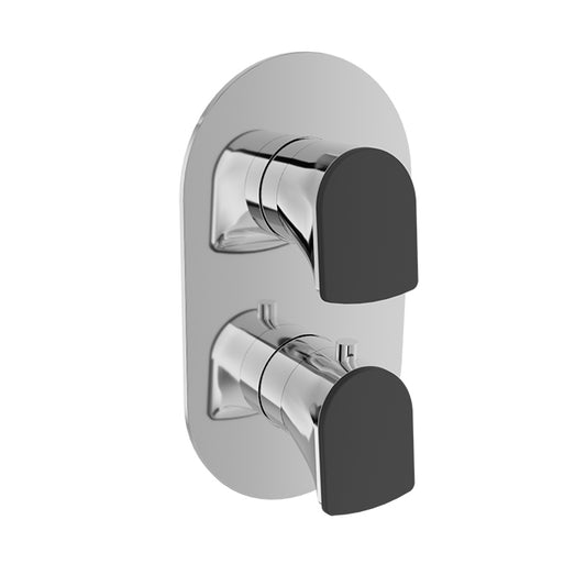 Baril Accent B56 Thermostatic Pressure-Balanced Shower Control Valve Trim With 3-Way Diverter - Smokey Chrome