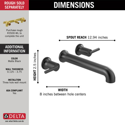 Delta Contemporary Wall Mounted Tub Filler Trim - T5759