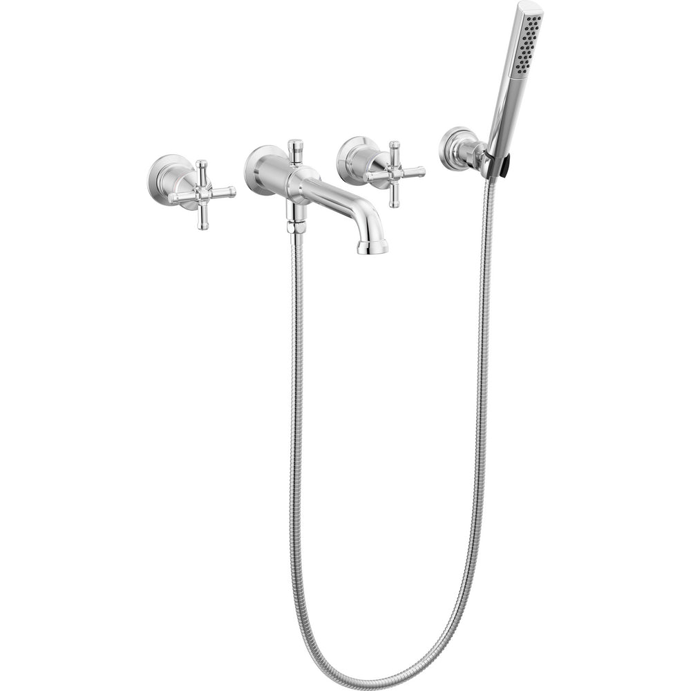Delta T5784 Broderick Wall Mount Tub Filler - Chrome with cross handle
