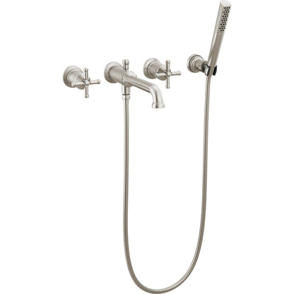 Delta T5784 Broderick Wall Mount Tub Filler - Stainless with cross handle