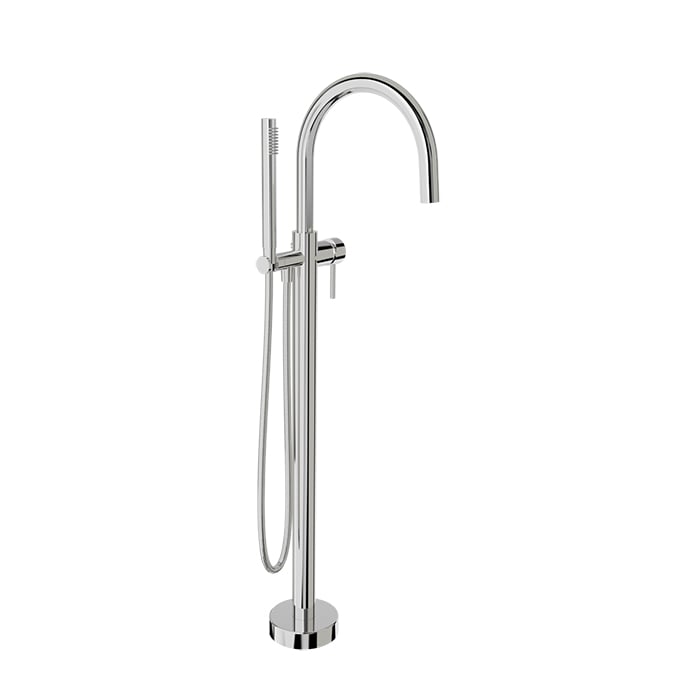 Baril Zip B66 Floor-Mounted Tub Filler With Hand Shower - Polished Chrome
