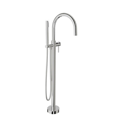 Baril Zip B66 Floor-Mounted Tub Filler With Hand Shower - Polished Chrome