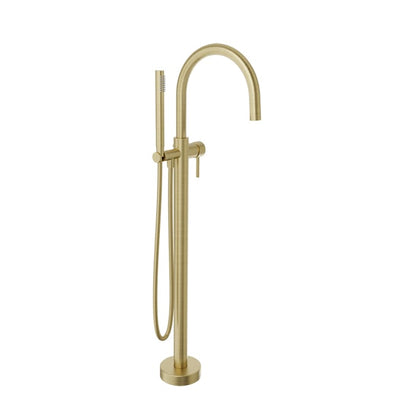 Baril Zip B66 Floor-Mounted Tub Filler With Hand Shower - Satin Brass