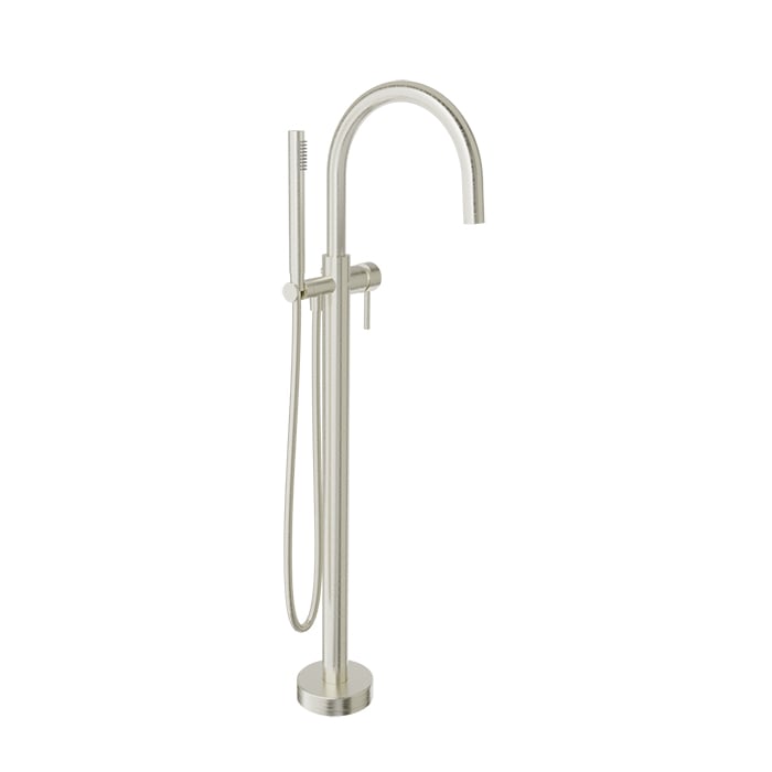 Baril Zip B66 Floor-Mounted Tub Filler With Hand Shower - Brushed Nickel