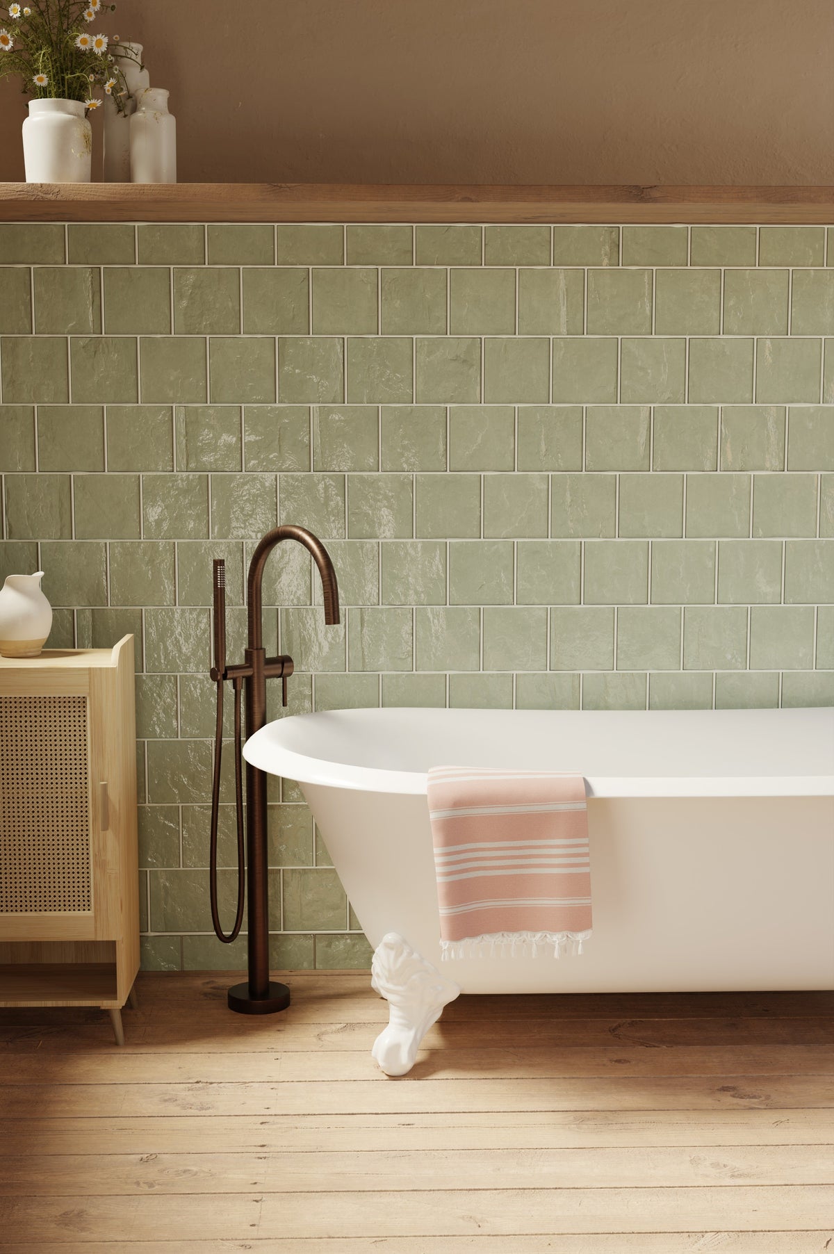Baril Zip B66 T66-1110-00 floor-mounted tub filler in a bathroom setting; other fixtures shown separately