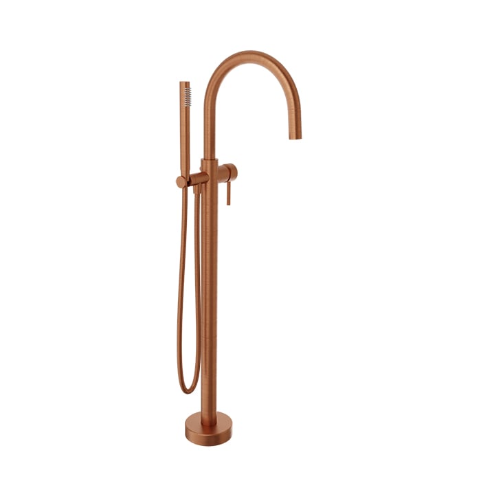 Baril Zip B66 Floor-Mounted Tub Filler With Hand Shower - Satin Copper