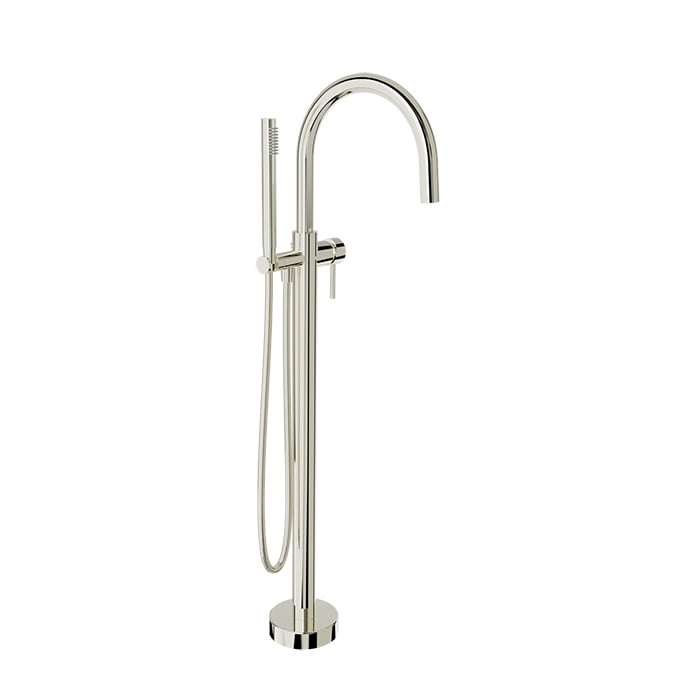 Baril Zip B66 Floor-Mounted Tub Filler With Hand Shower - Polished Nickel