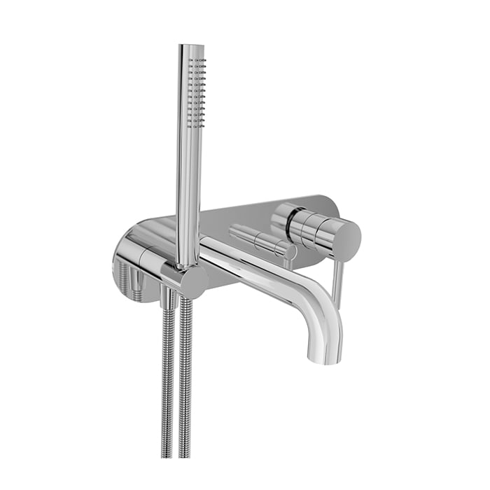 Baril Zip B66 Wall-Mounted Tub Faucet With Hand Shower - Polished Chrome