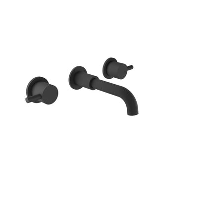 Baril Zip B66 Two Handles Wall-Mounted Lavatory Faucet Trim, Drain Not Included - Matte Black