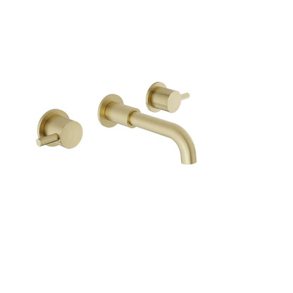 Baril Zip B66 Two Handles Wall-Mounted Lavatory Faucet Trim, Drain Not Included - Satin Brass