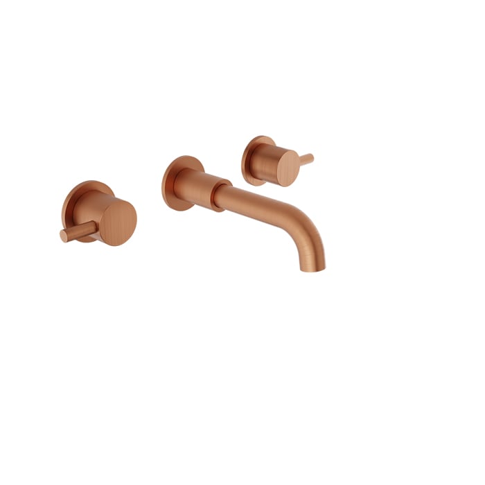 Baril Zip B66 Two Handles Wall-Mounted Lavatory Faucet Trim, Drain Not Included - Satin Copper