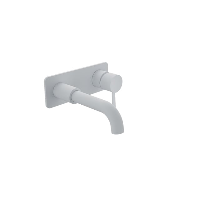 Baril Zip B66 Single Lever Wall-Mounted Lavatory Faucet With Rectangular Cover Plate Trim, Drain Not Included - White