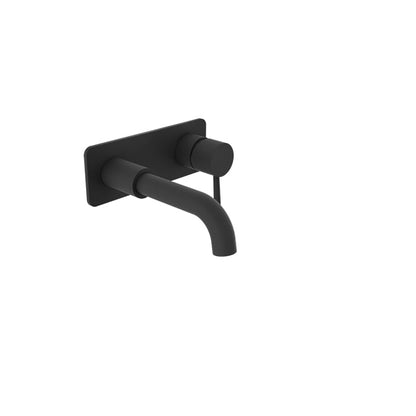 Baril Zip B66 Single Lever Wall-Mounted Lavatory Faucet With Rectangular Cover Plate Trim, Drain Not Included - Matte Black