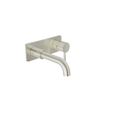 Baril Zip B66 Single Lever Wall-Mounted Lavatory Faucet With Rectangular Cover Plate Trim, Drain Not Included - Brushed Nickel